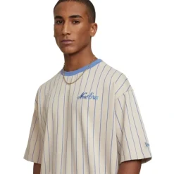 Best New Era Cap Essential Stone Pinstripe Oversized TShirt - KTGCaps - Baseball caps for various teams, purchased online at a discount Caps