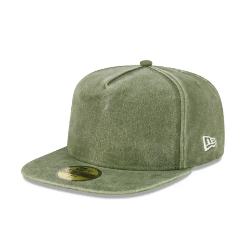 Best New Era Cap Rifle Green Acid Wash 59FIFTY AFrame Fitted Hat - KTGCaps - Baseball caps for various teams, purchased online at a discount