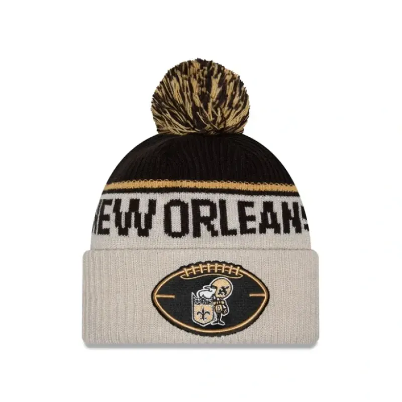 Shop New Orleans Saints 2024 Cold Weather Historic Pom Knit Hat - KTGCaps - Baseball caps for various teams, purchased online at a discount