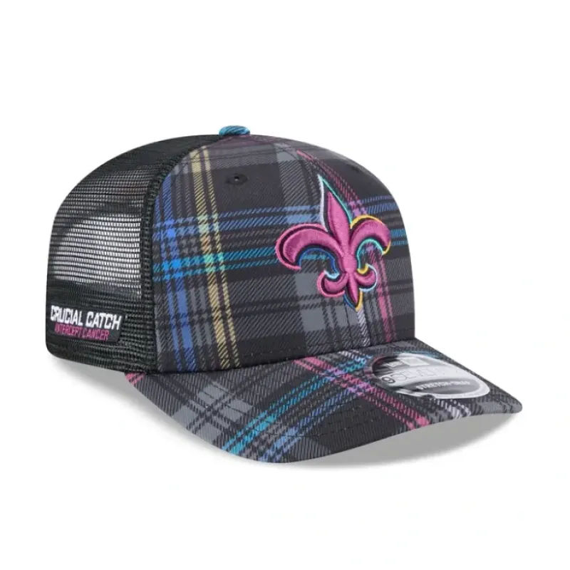 Sale New Orleans Saints 2024 Crucial Catch 9SEVENTY Trucker Hat - KTGCaps - Baseball caps for various teams, purchased online at a discount