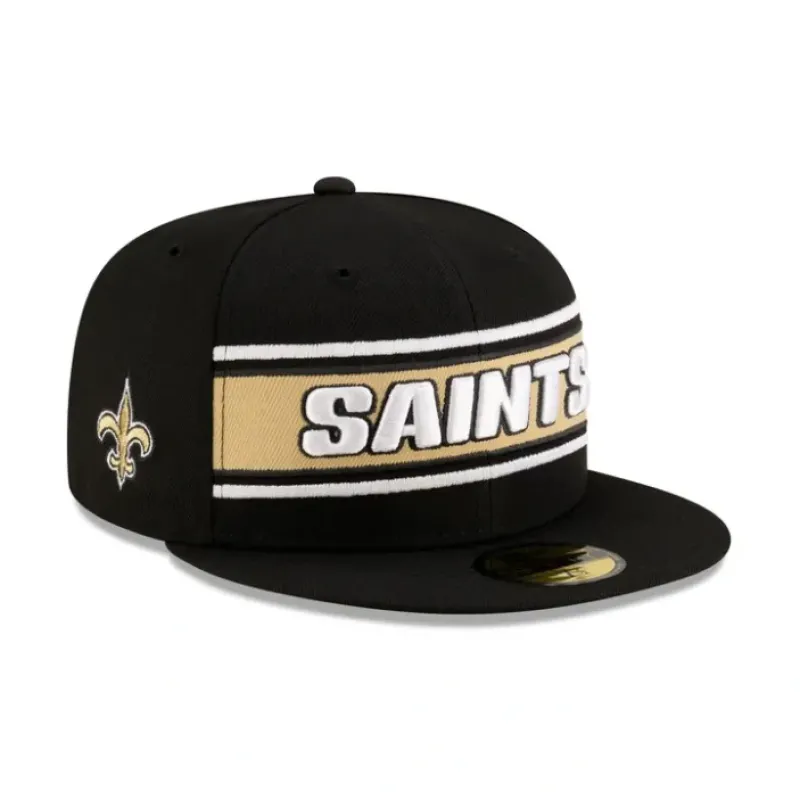 Best New Orleans Saints 2024 Sideline Black 59FIFTY Fitted Hat - KTGCaps - Baseball caps for various teams, purchased online at a discount