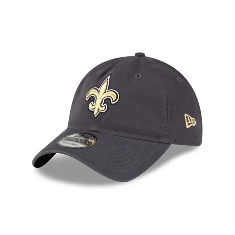 Best Sale New Orleans Saints NFL Core Classic Graphite 9TWENTY Adjustable Hat - KTGCaps - Baseball caps for various teams, purchased online at a discount