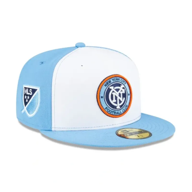 Shop New York City FC 2024 MLS Kickoff 59FIFTY Fitted Hat - KTGCaps - Baseball caps for various teams, purchased online at a discount